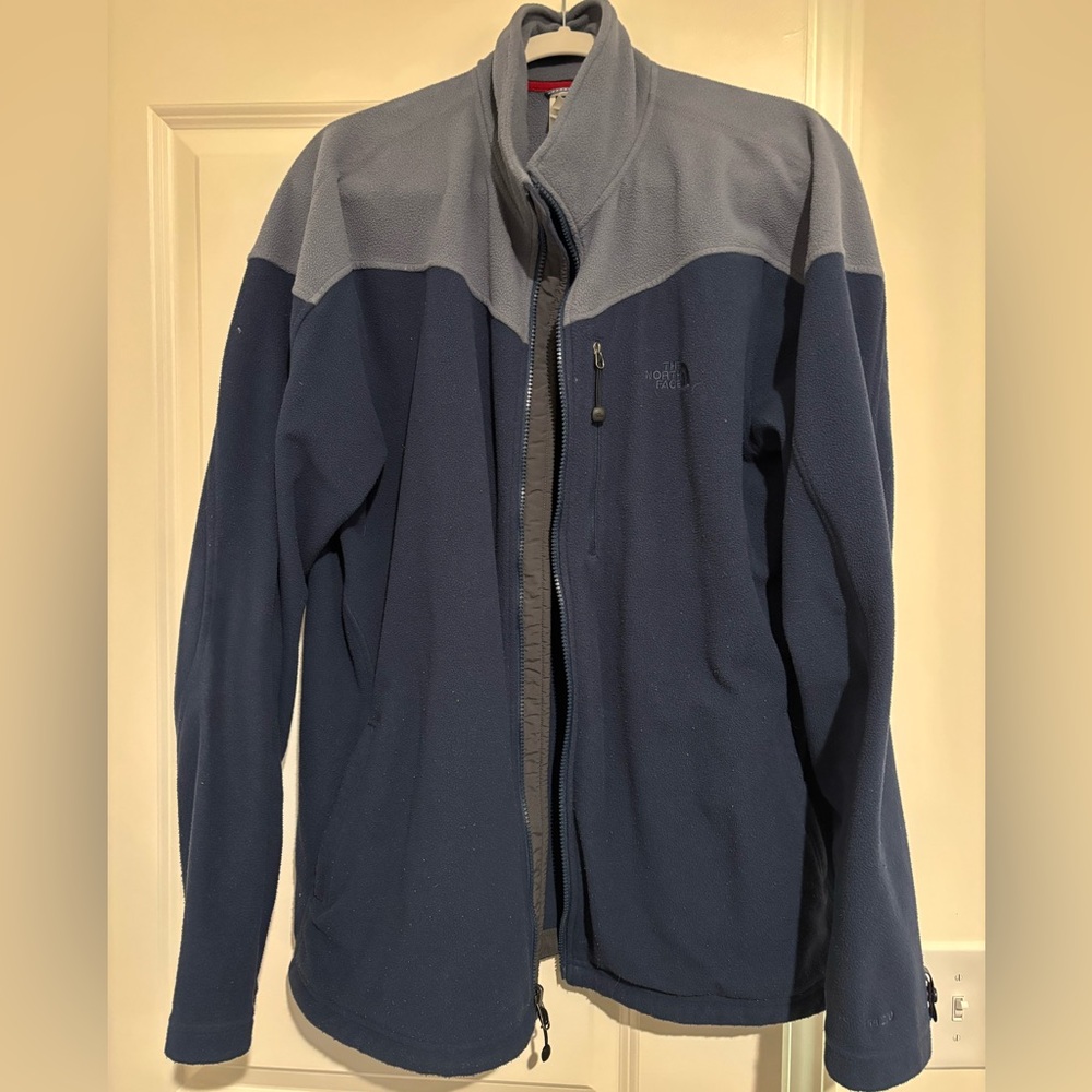 The North Face fuzzy blue gray full zip Jacket. Men’s XL.